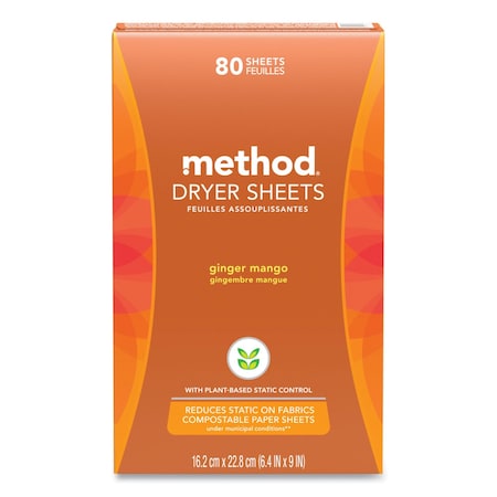 Method Dryer Sheets, Ginger Mango, 80 Sheets, 6PK 318049